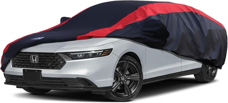 AltoCover غطاء سيارة هوندا أكورد مقاوم للماء لجميع الأحوال الجوية بتصميم شريط أحمر، ملائم مخصص لهوندا أكورد 1998–2025، ملحق أكورد مع سحاب باب وأحزمة مقاومة للرياح - Image 1